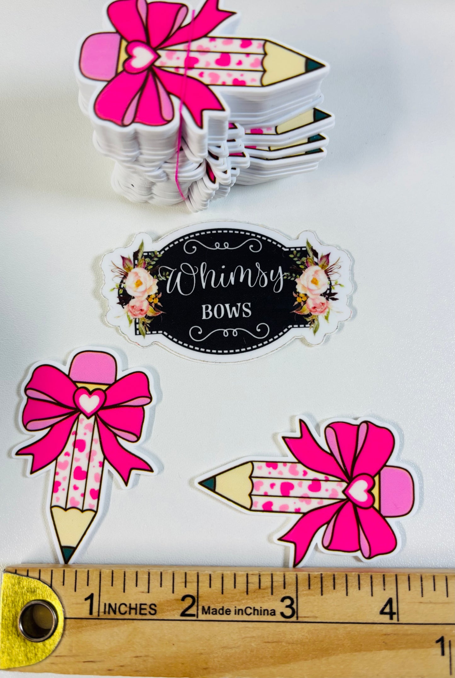 Pink Bow Pencil Large Resin