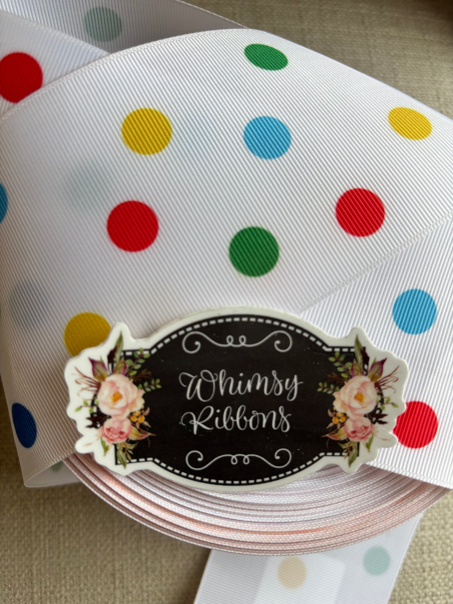 3 INCH POLKA DOT RIBBON - -1 YARD