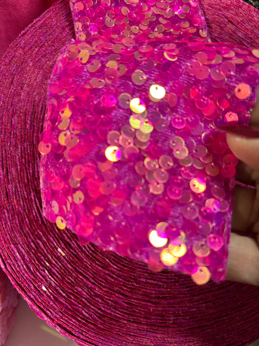 3 INCH FUCHSIA SEQUIN WITH GOLD AB TONES 36 inches ***