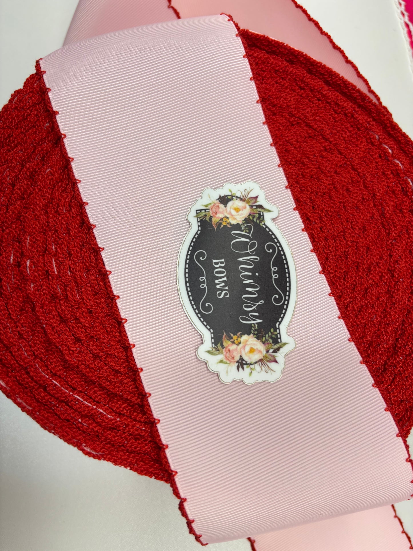 2 INCH LIGHT PINK WITH RED MOONSTITCH