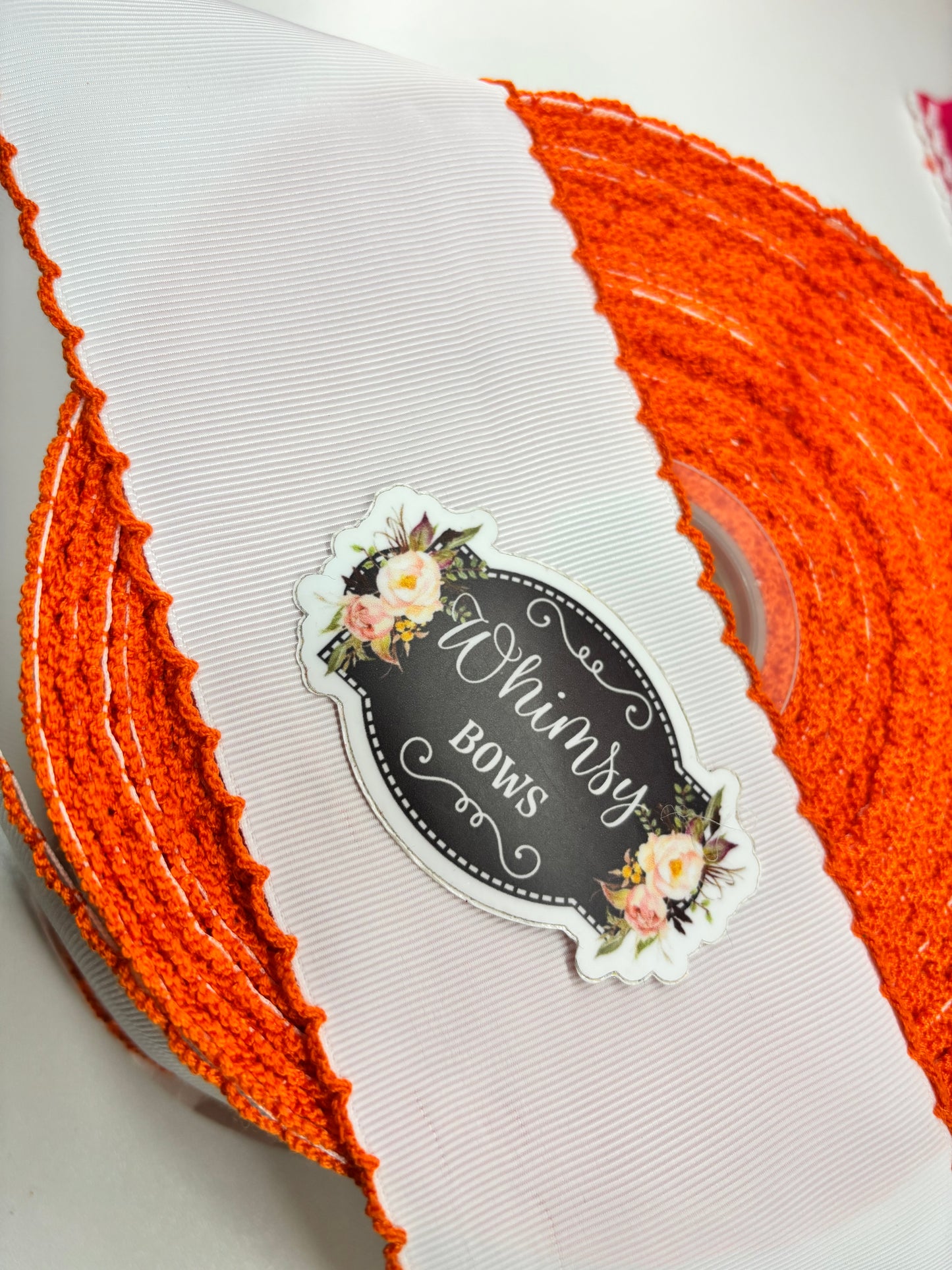 2 INCH White w orange MOONSTITCH