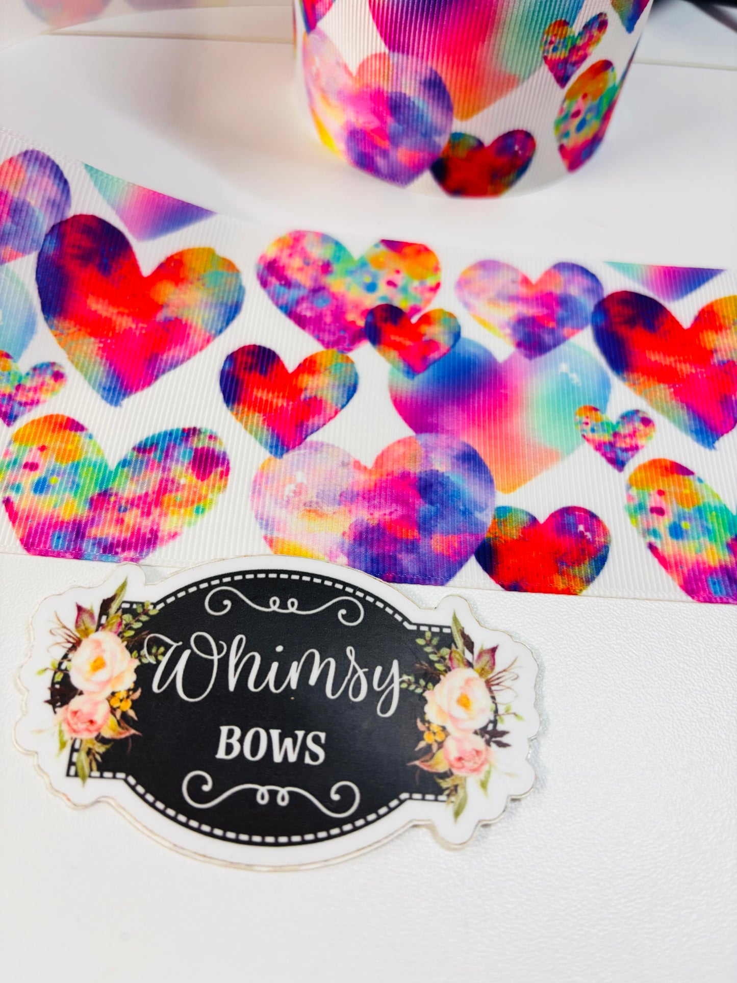 HEARTS 3 inch GROSGRAIN RIBBON