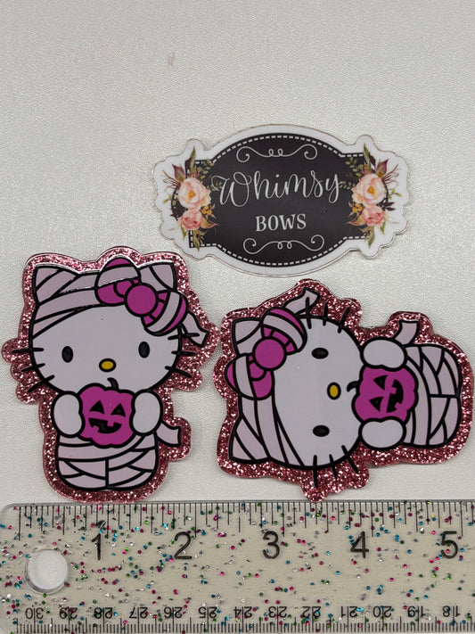 HK Kitty MUMMY HALLOWEEN GLITTER Large Resin