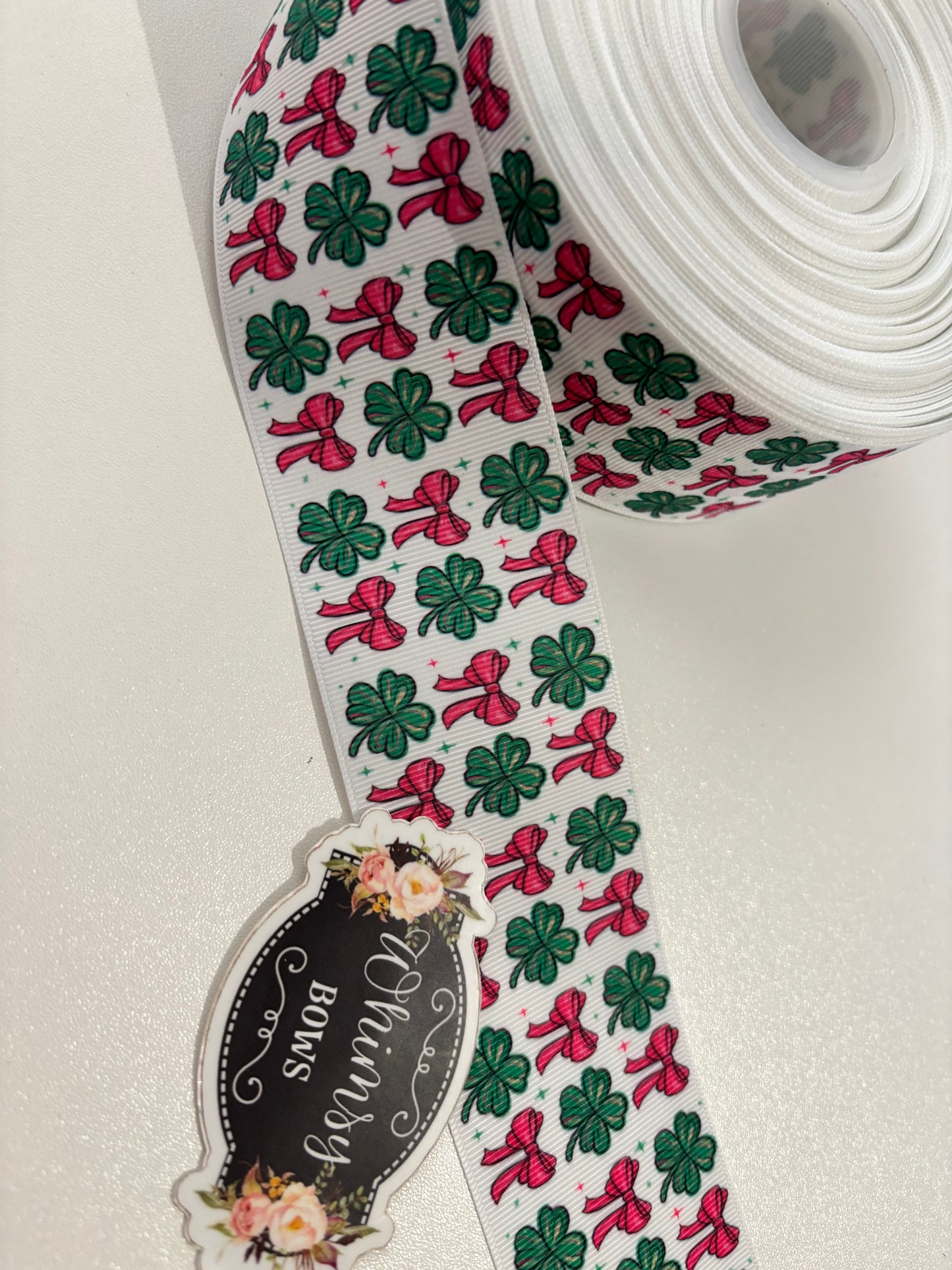 SHAMROCK W BOWS 2 inch Ribbon st Patrick's
