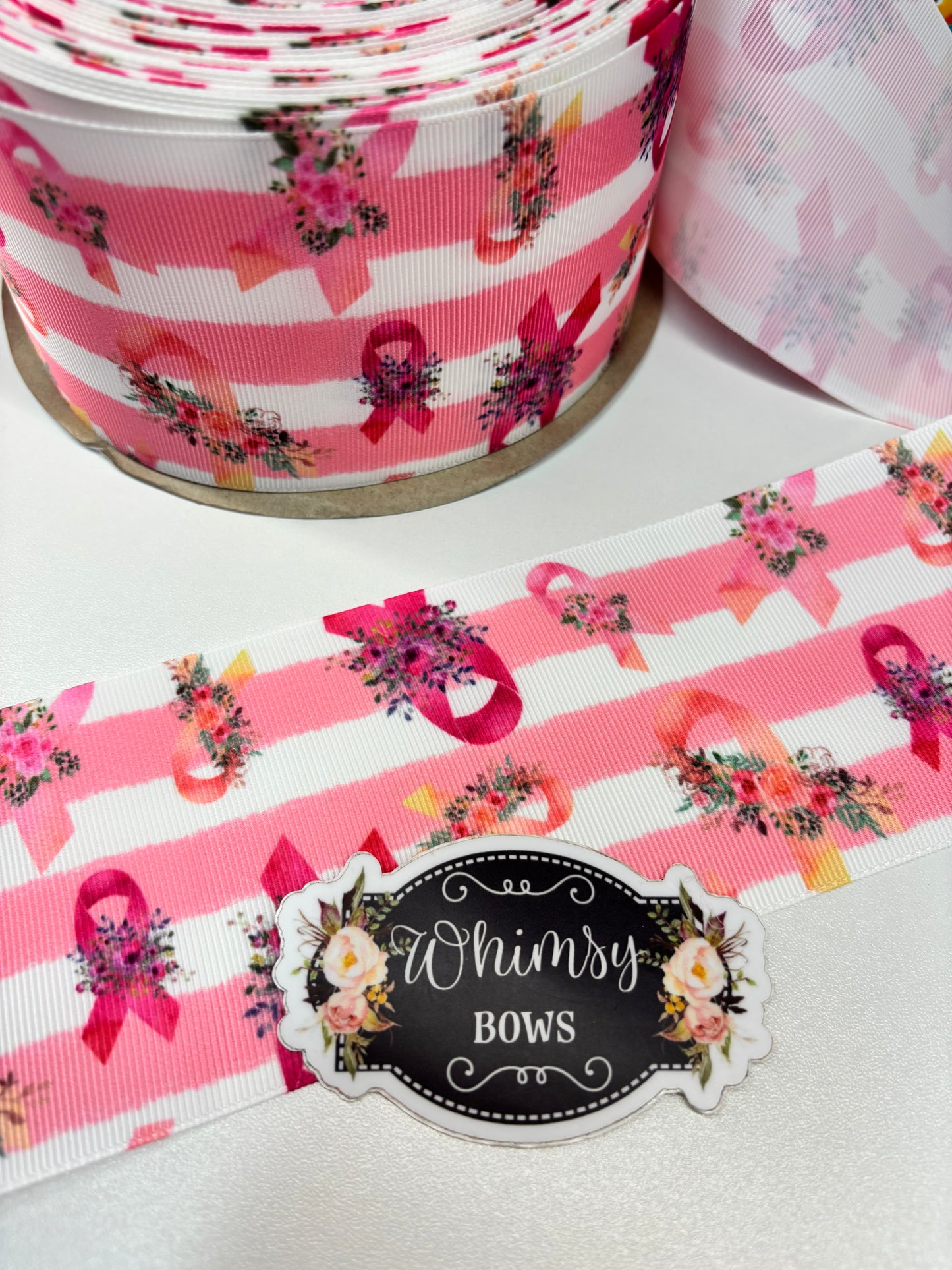 PINK Awareness 3 inch GROSGRAIN RIBBON