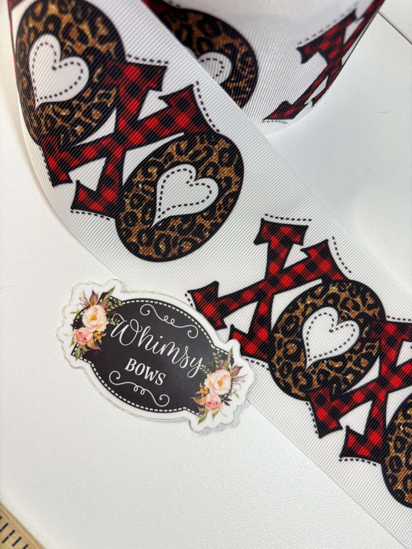 XOXO VALENTINES DAY 3 inch GROSGRAIN RIBBON