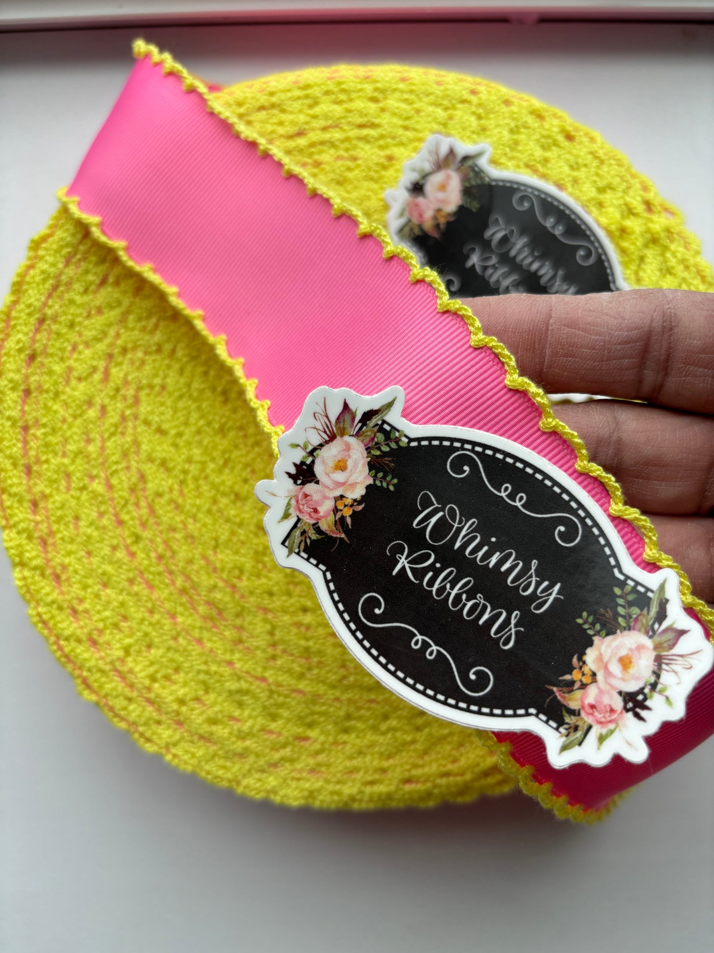 HOT PINK WITH YELLOW STITCHING 3 INCH