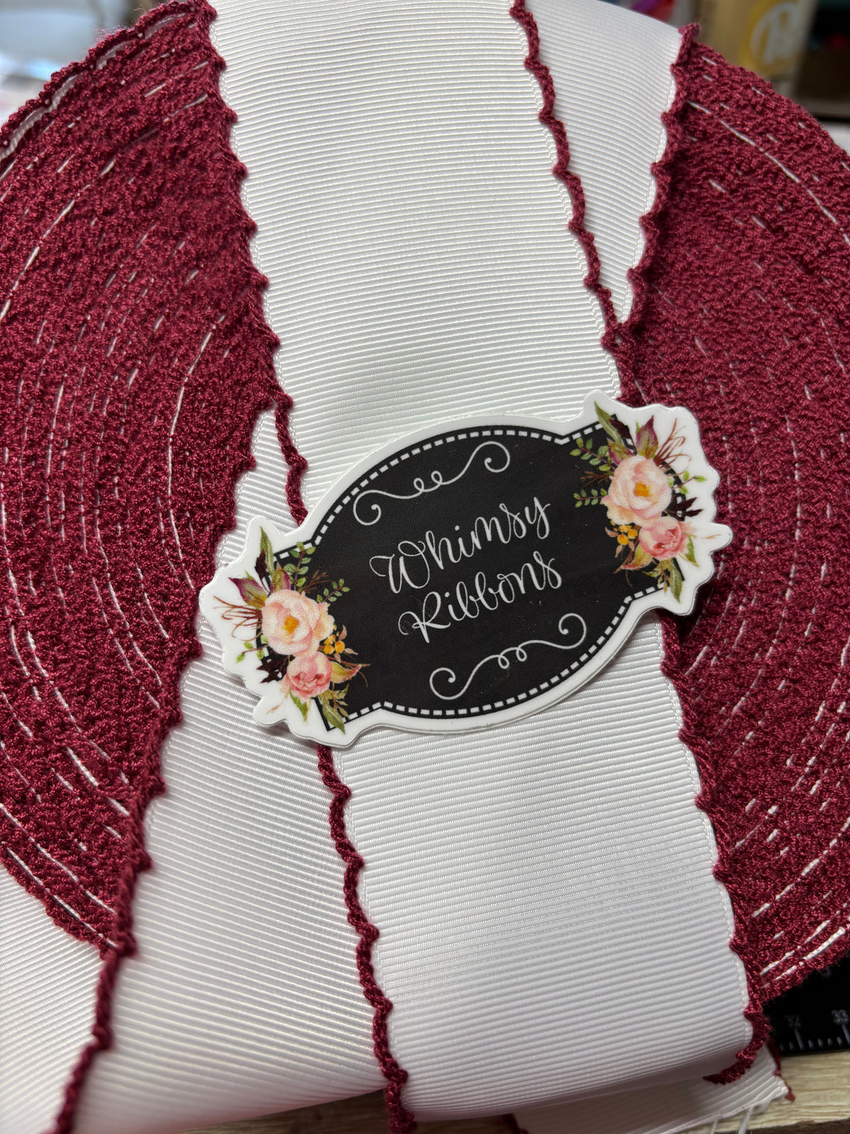 2 INCH WHITE WITH MAROON STITCHING
