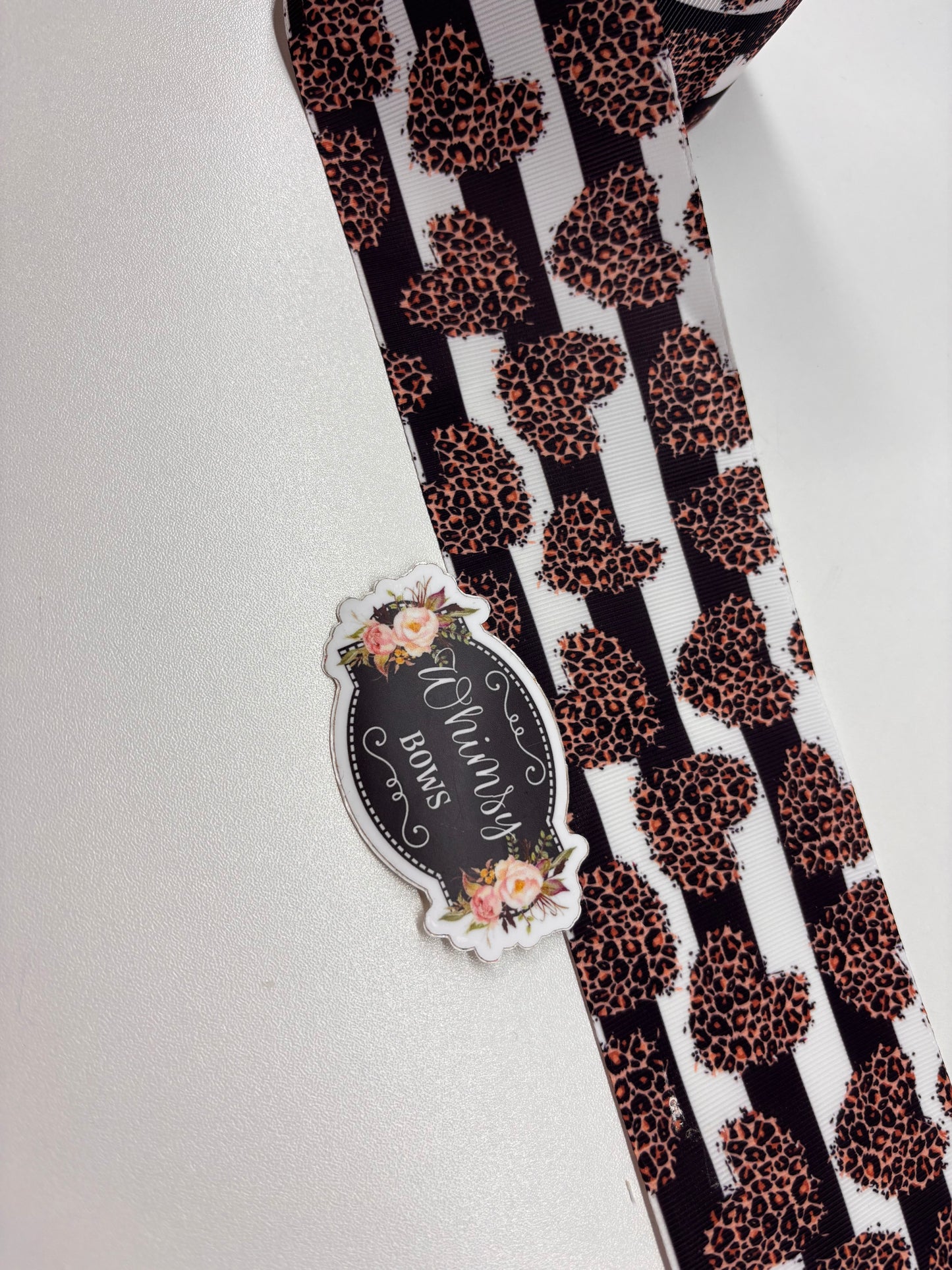 CHEETAH HEARTS SALE 3 INCH RIBBON