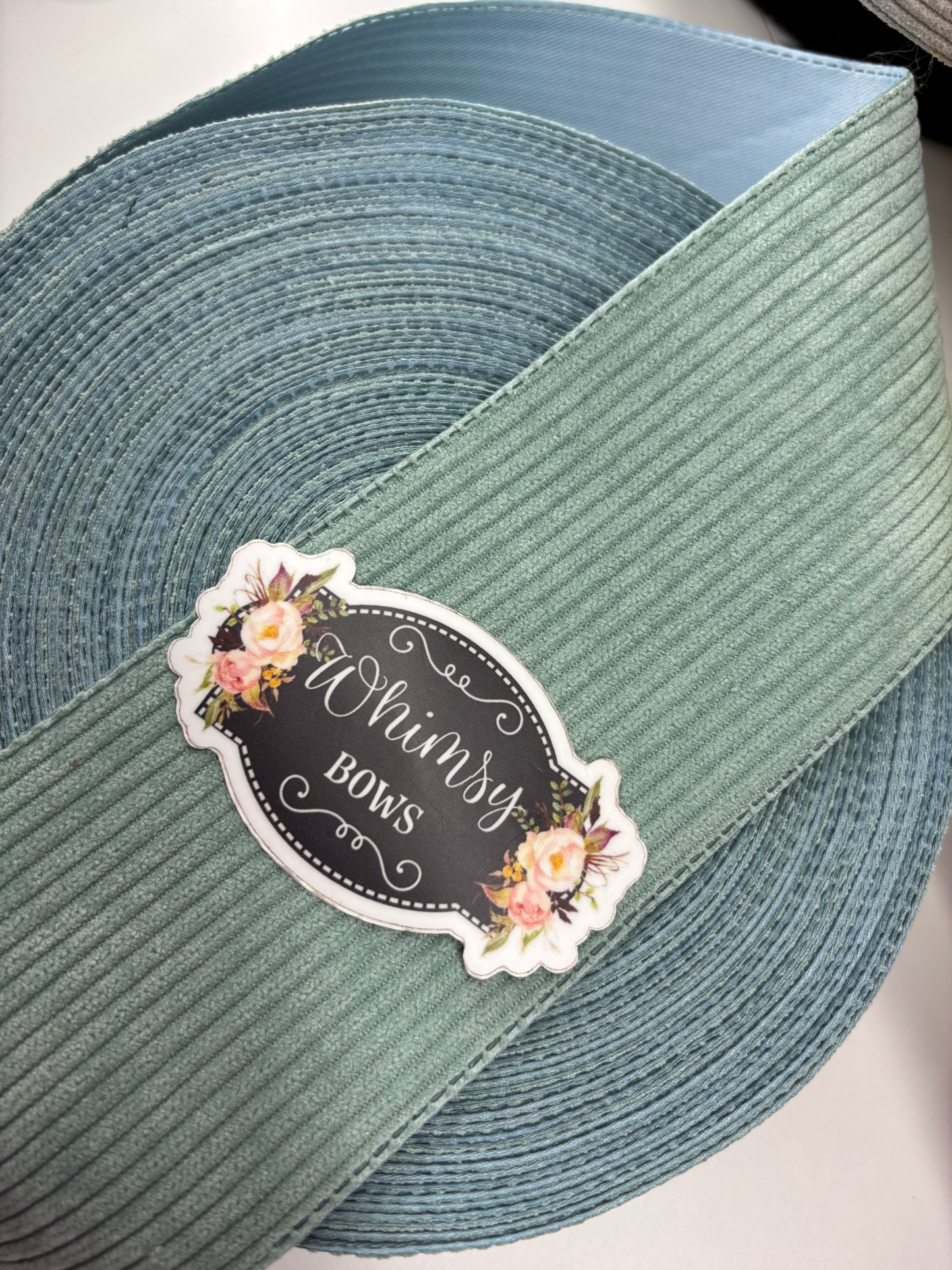3 INCH CORDUROY AQUA RIBBON