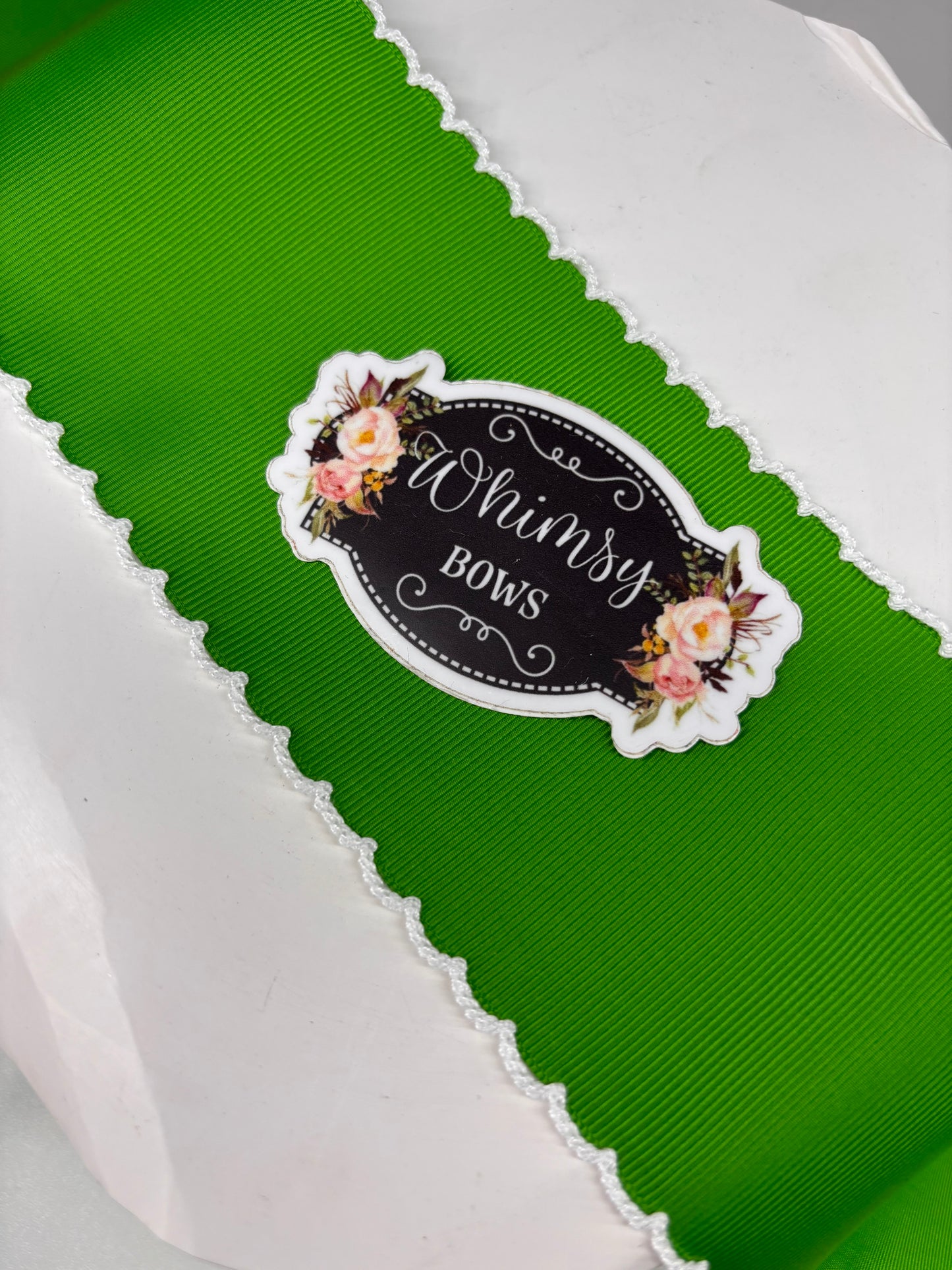 2 INCH MOONSTITCH CLASSIC GREEN WITH WHITE STITCHING