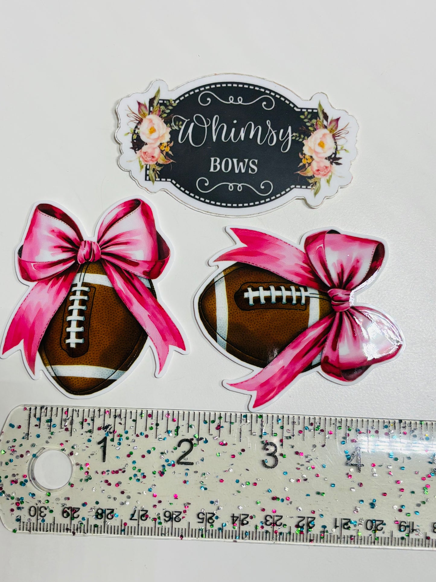 Football with pink bow Large Resin