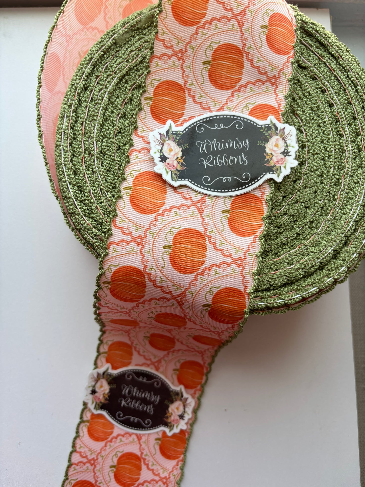 1.5 INCH FALL PUMPKINS W WILLOW STITCHING