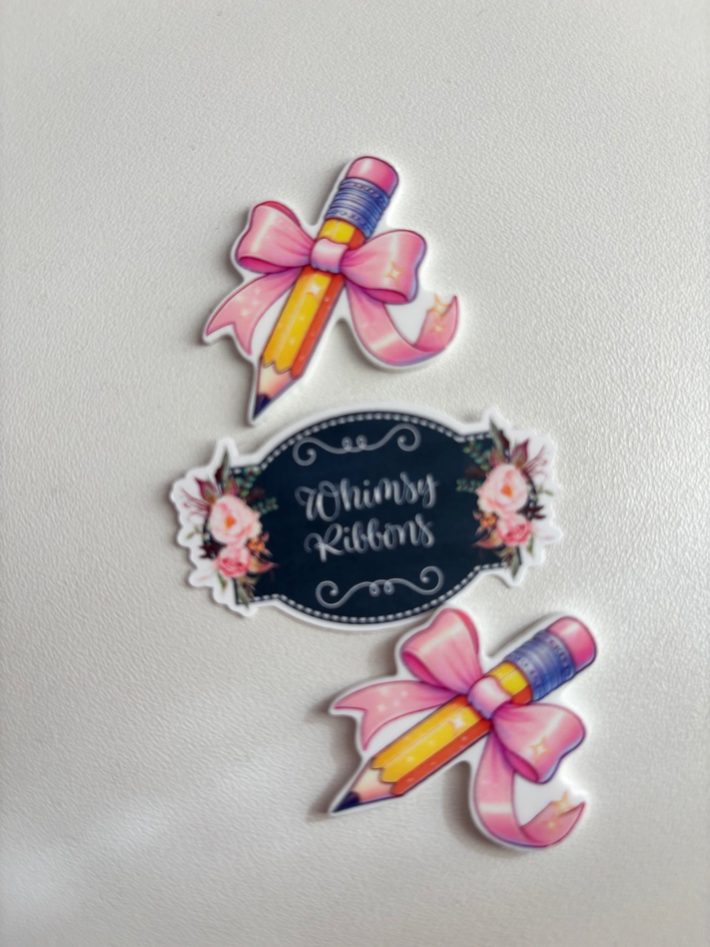 PENCIL W BIG PINK BOW SMALL RESIN