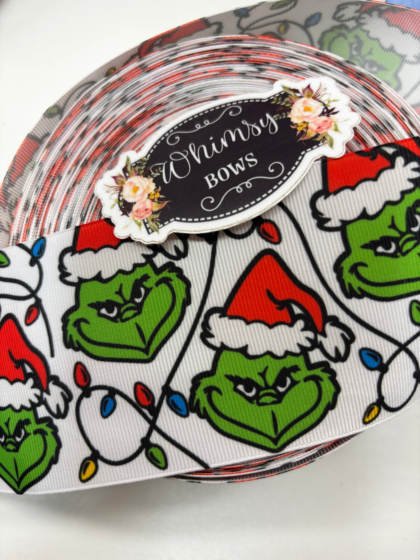 GRINCH CHRISTMAS HOLIDAY 3 inch GROSGRAIN RIBBON