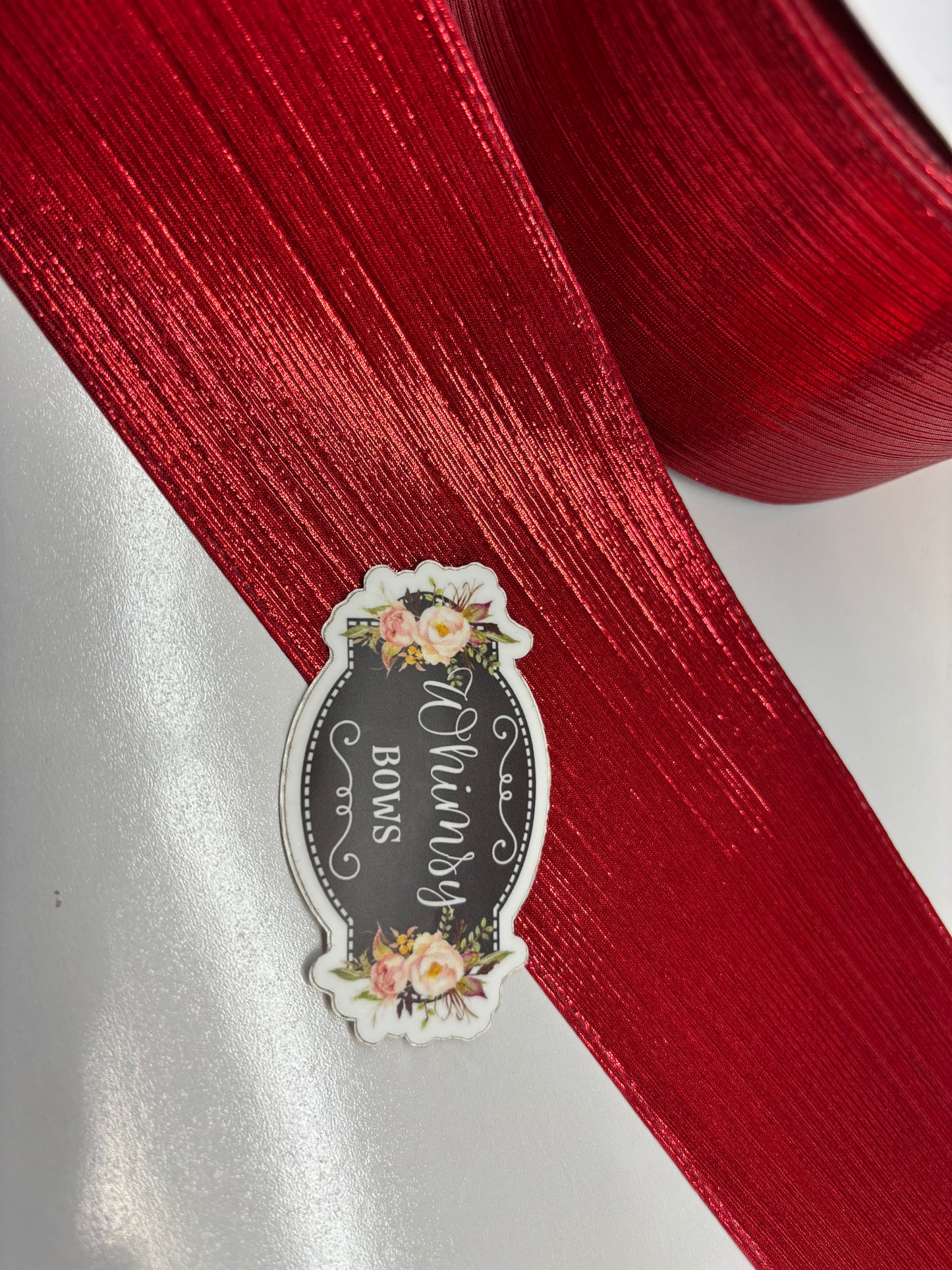 3 INCH SOFT METALLIC RIBBON RED