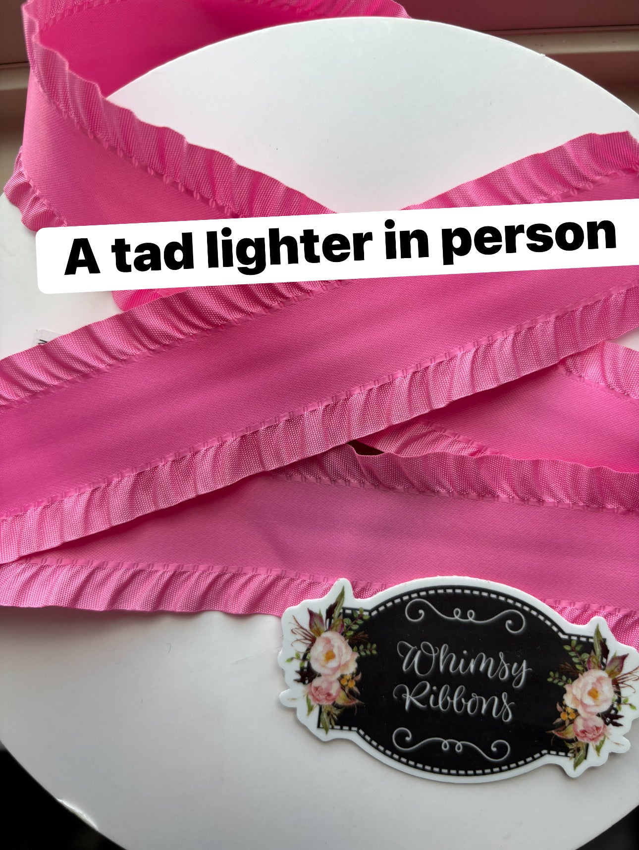 1.5 INCH HOT PINK SATIN RUFFLE RIBBON