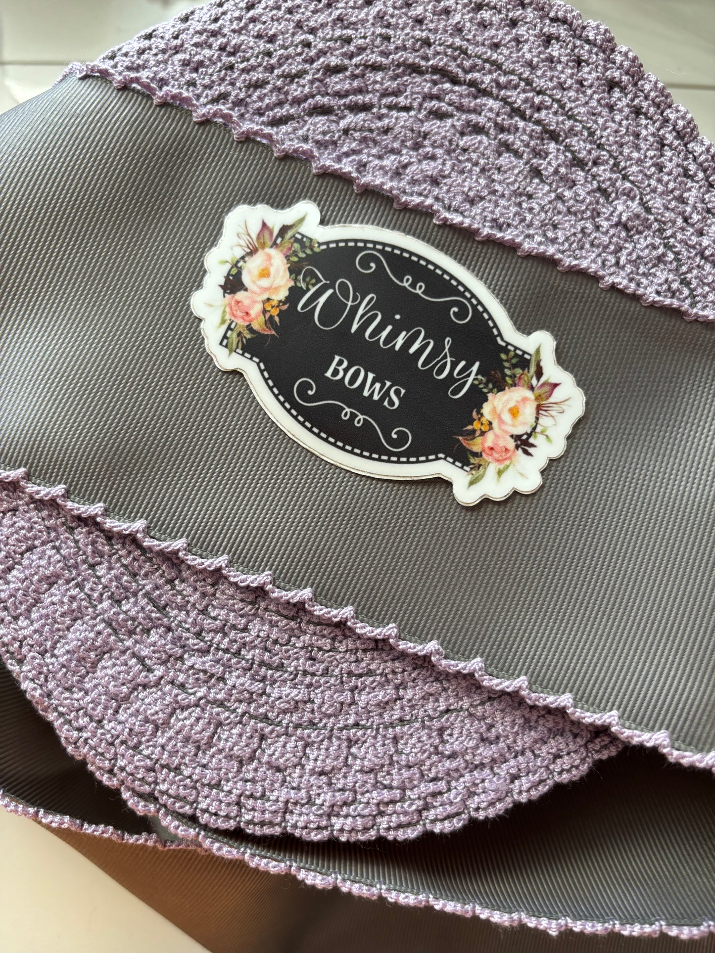 METAL GREY WITH LIGHT ORCHID STITCHING 1.5 inch