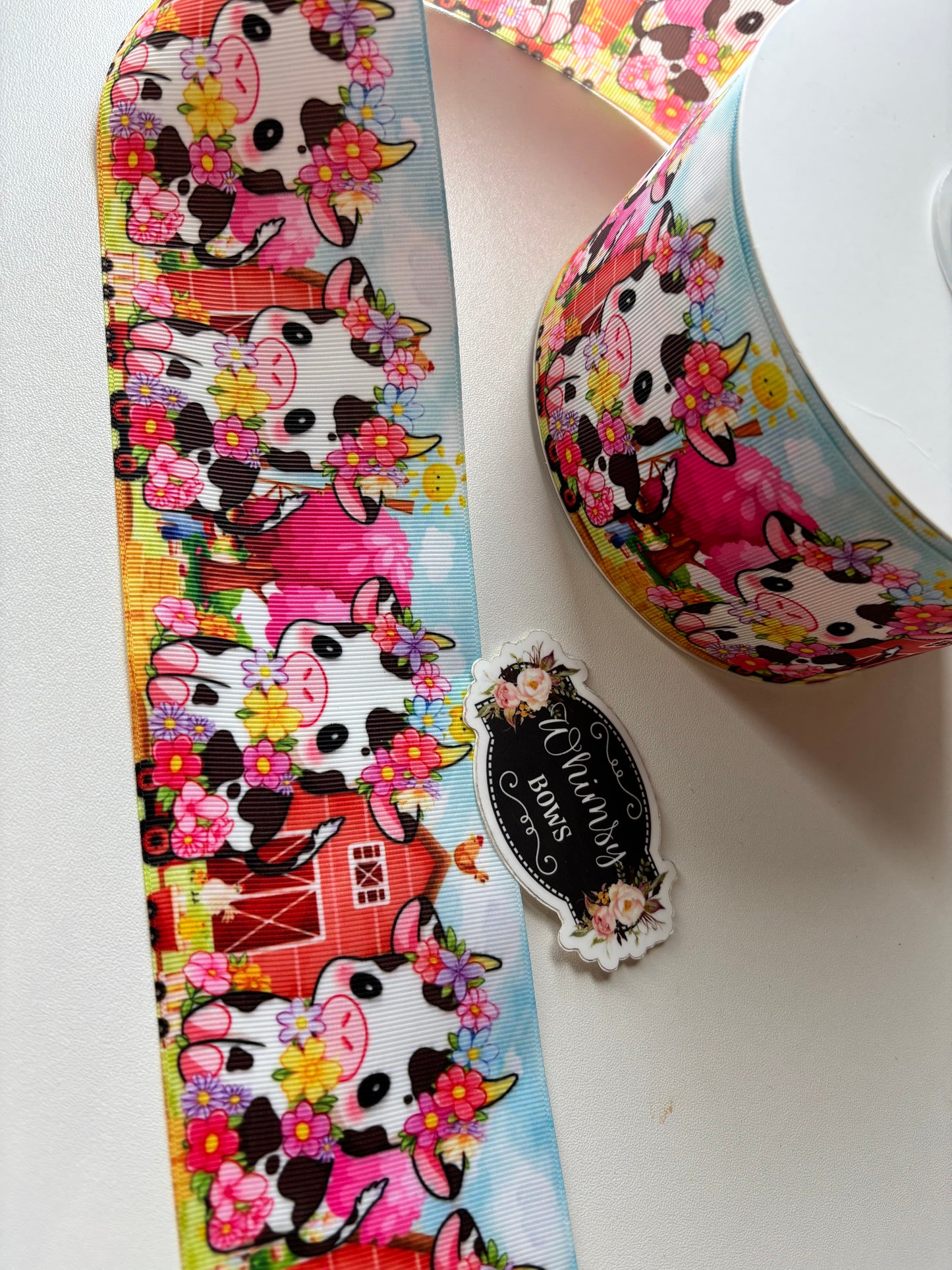 2 INCH COW W FLOWERS