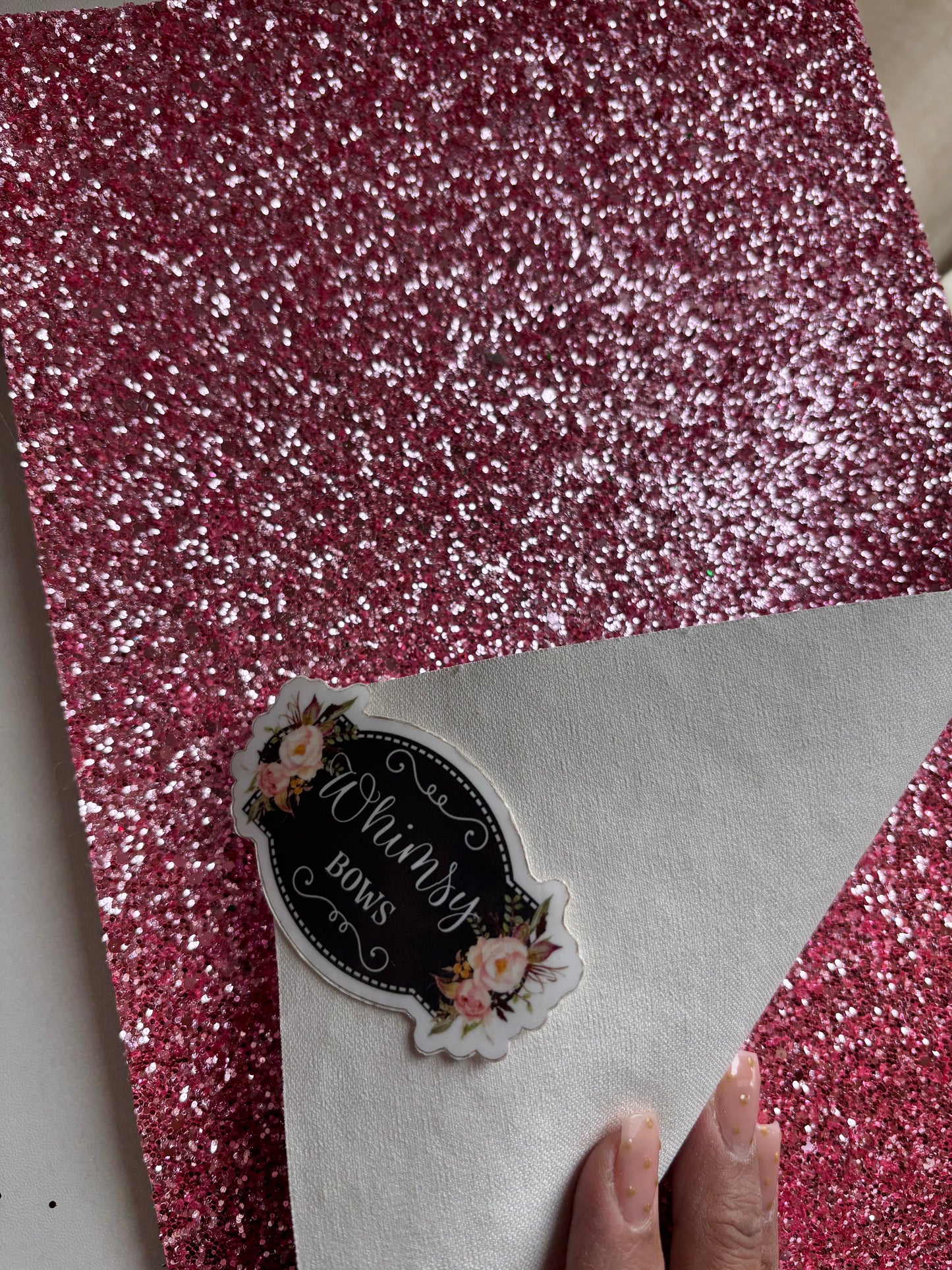 GERANIUM PINK CANVAS GLITTER ON CANVAS FAUX sheet 7.9 by 12.9 inches