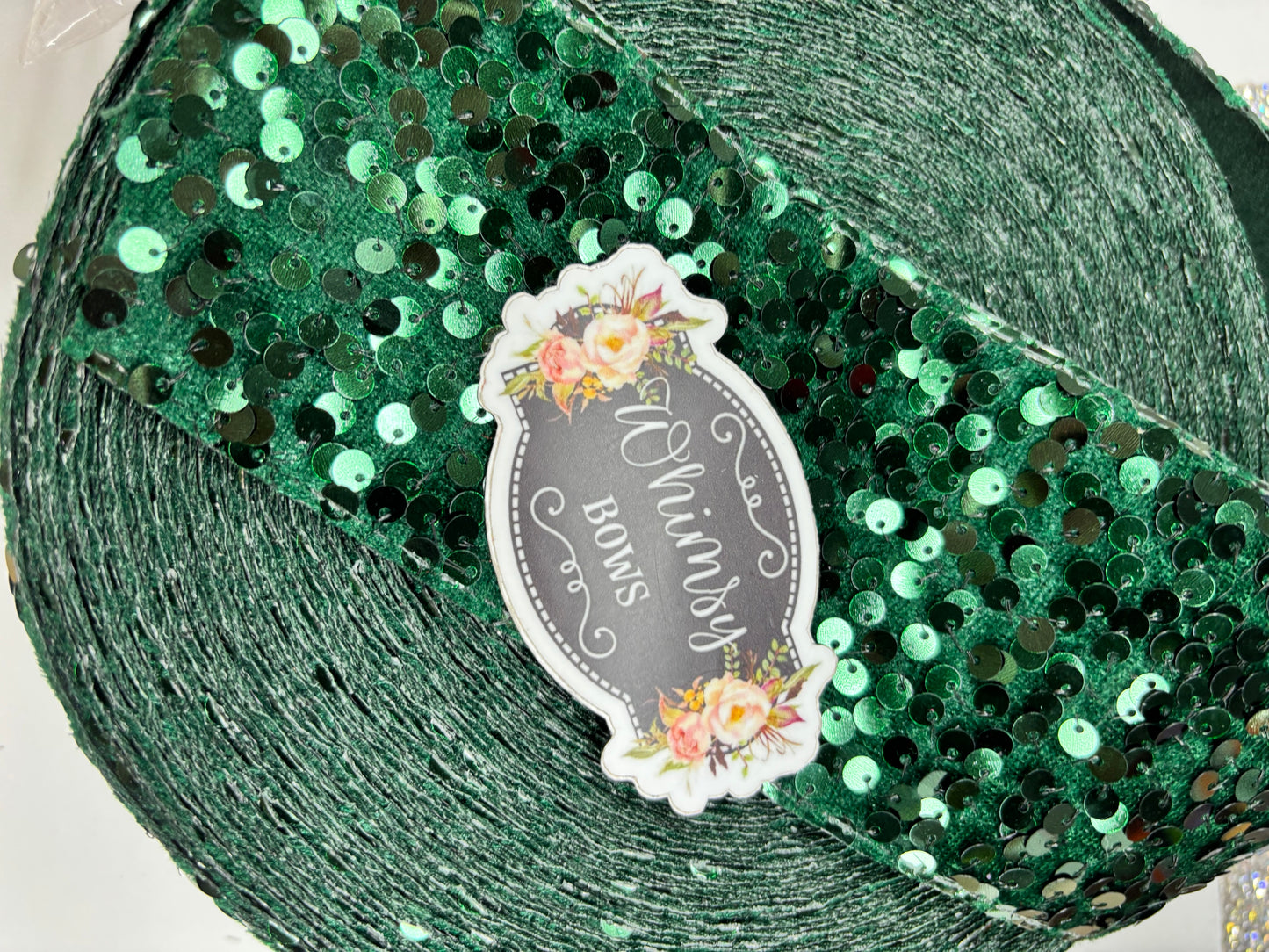 3 INCH HUNTER GREEN SEQUIN 36 inches ***