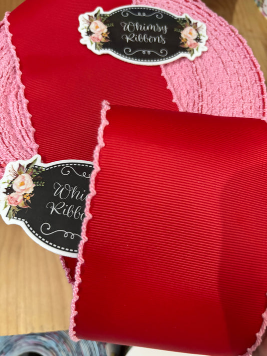 2 INCH RED WITH GERANIUM PINK STITCHING
