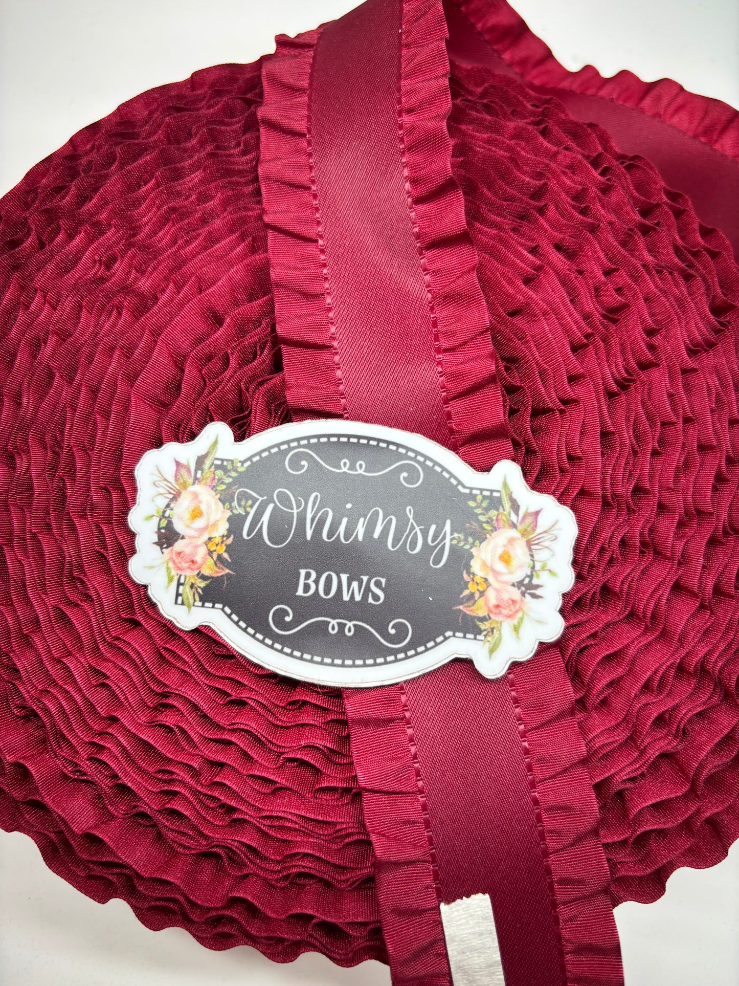 1.6 INCH SATIN RUFFLE BURGUNDY