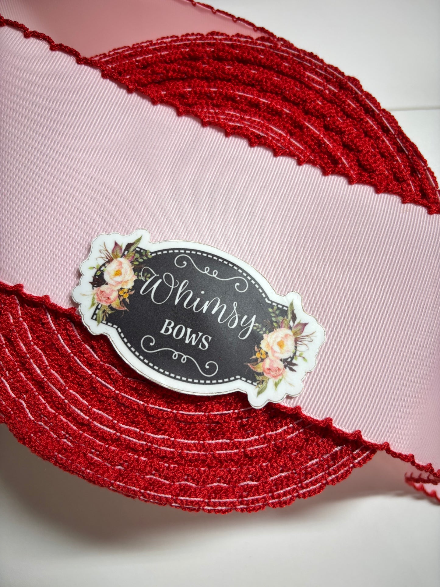 1.5. LIGHT PINK WITH RED STITCHING