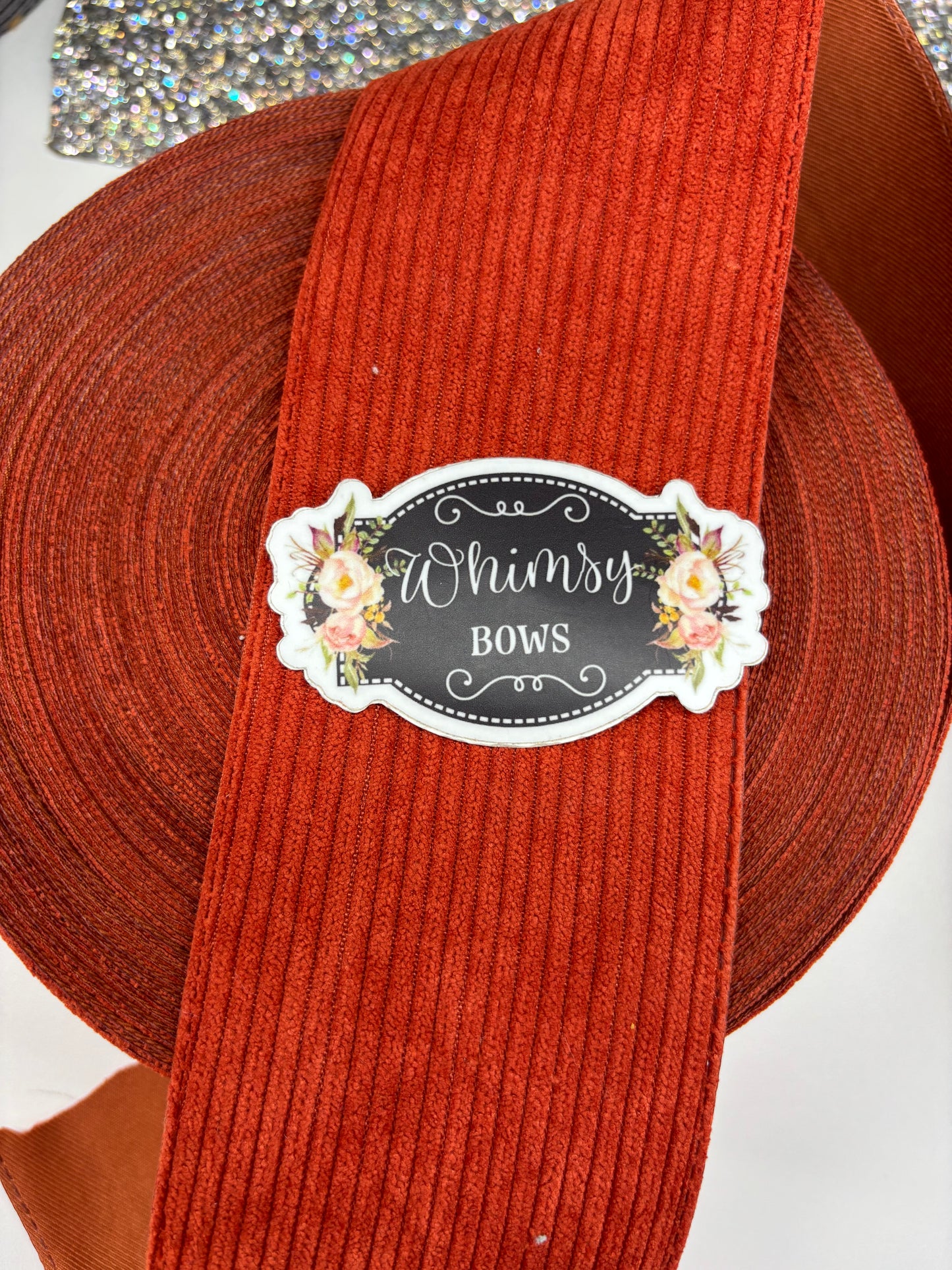 3 INCH CORDUROY RUST RIBBON