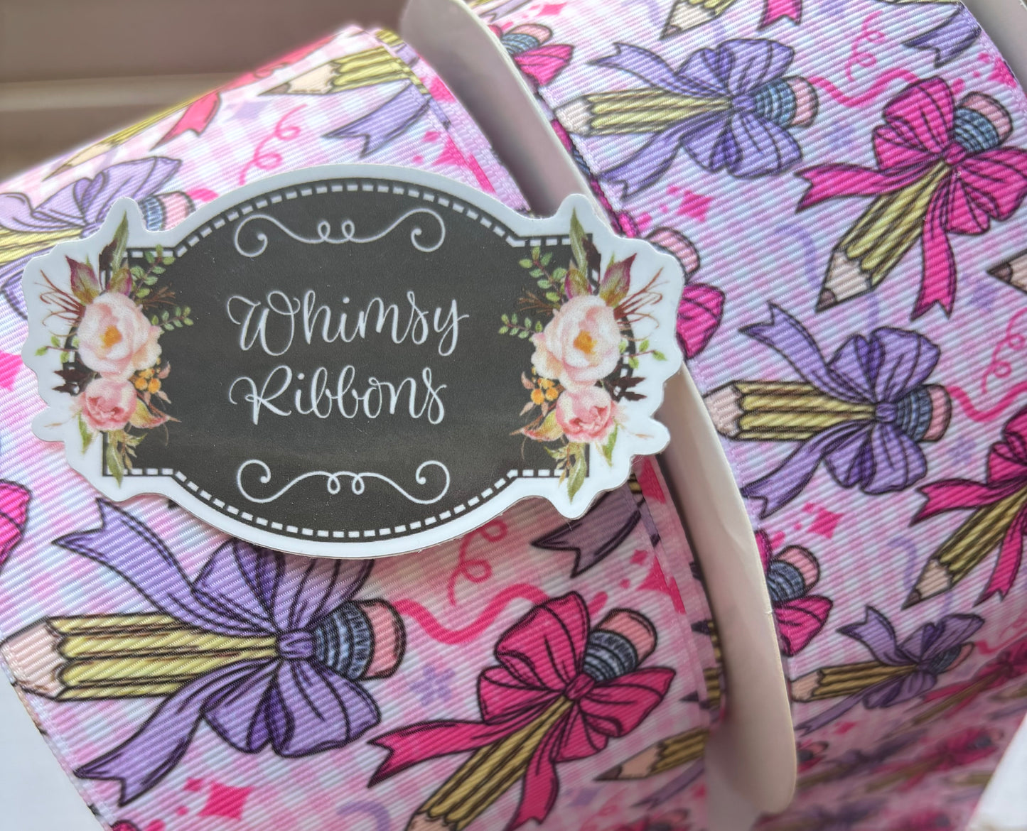 3 INCH -PENCILS W BOWS SCHOOL - -1 YARD