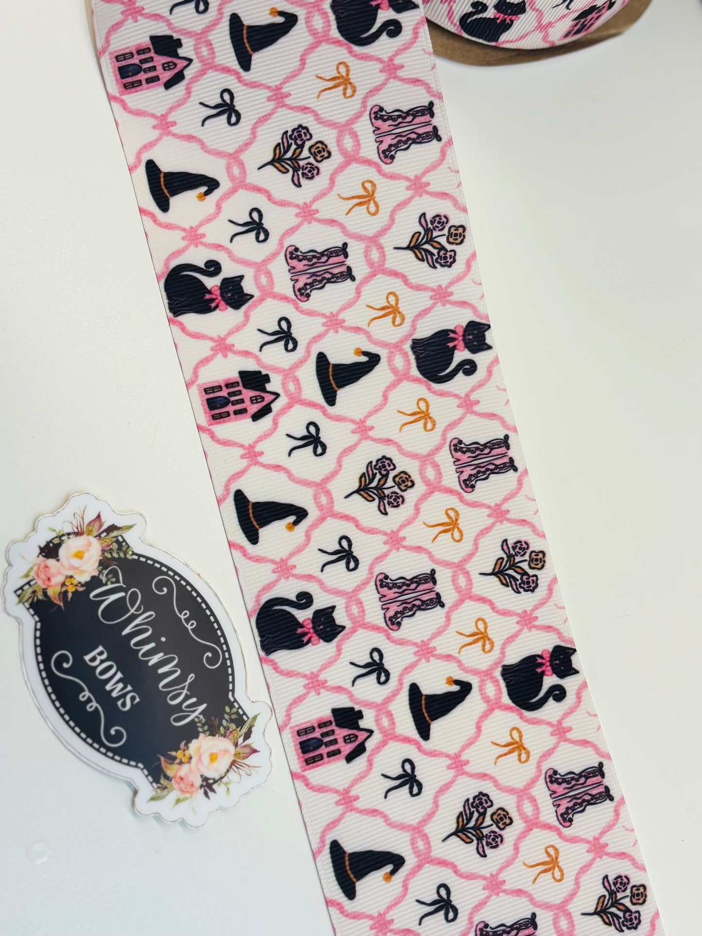 Cat Halloween 3 inch GROSGRAIN RIBBON