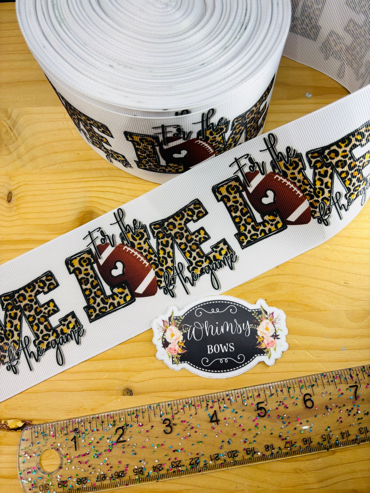 3 INCH FOR THE LOVE OF FOOTBALL PRINTED GROSGRAIN RIBBON