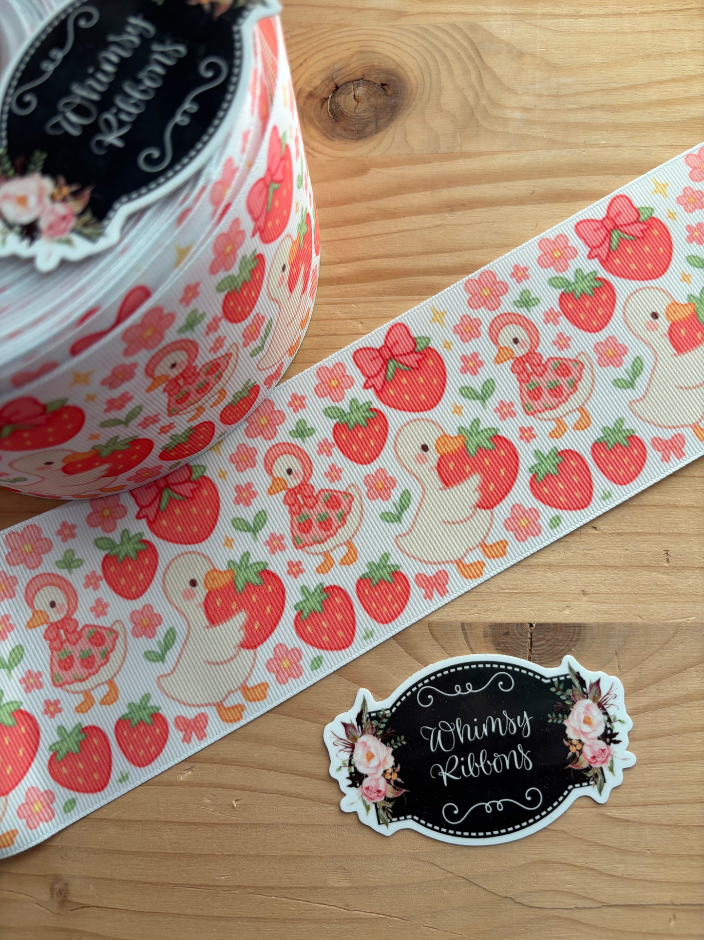 2 INCH - STRAWBERRY GOOSE PRINT - 1 yard