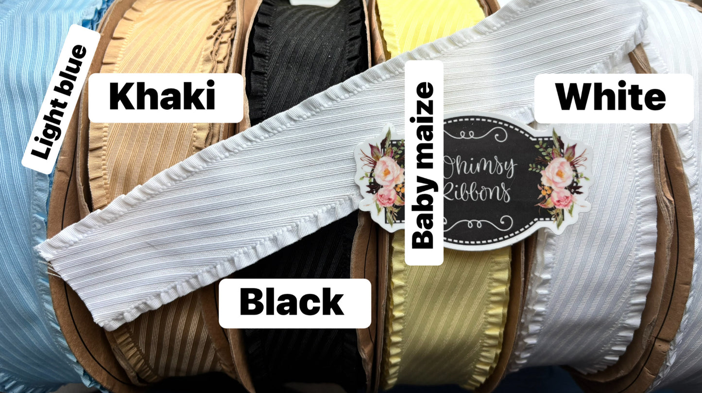 1.5 INCH WHITE THICKER RUFFLE RIBBON