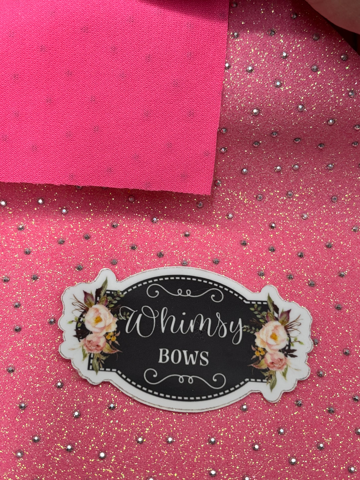 Faux soft sheet Rhinestone hot pink