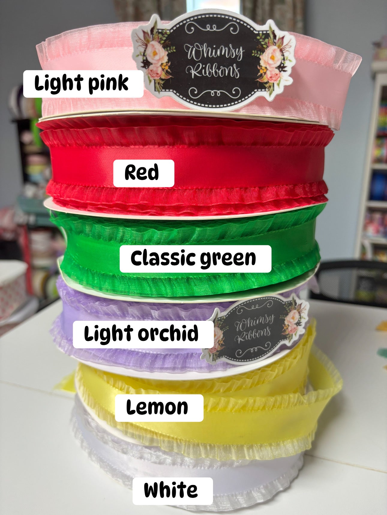 1.5 INCH LIGHT PINK SATIN SASSY RUFFLE RIBBON