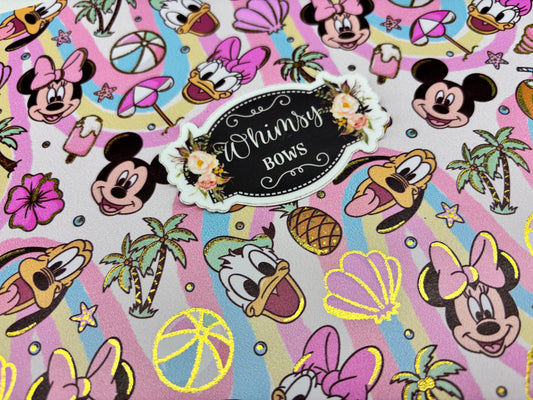 FAUX thicker soft backing MINNIE MICKEY w foil sheet 7.9 by 12.9 inches