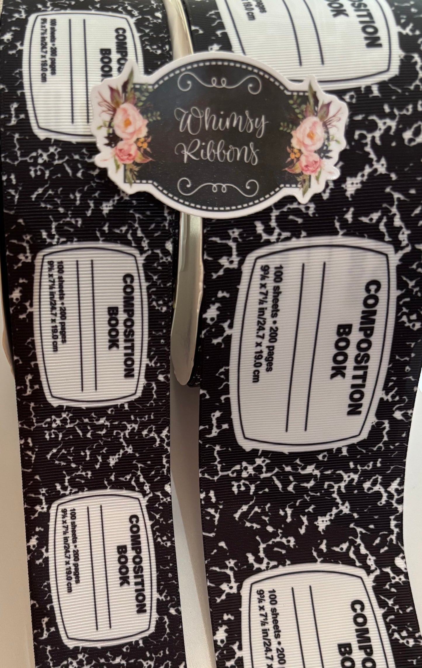 3 INCH -COMPOSITION BLACK RIBBON - -1 YARD