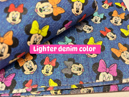 Faux canvas backing Minnie glitter sheet 7.9 by 12.9 inches