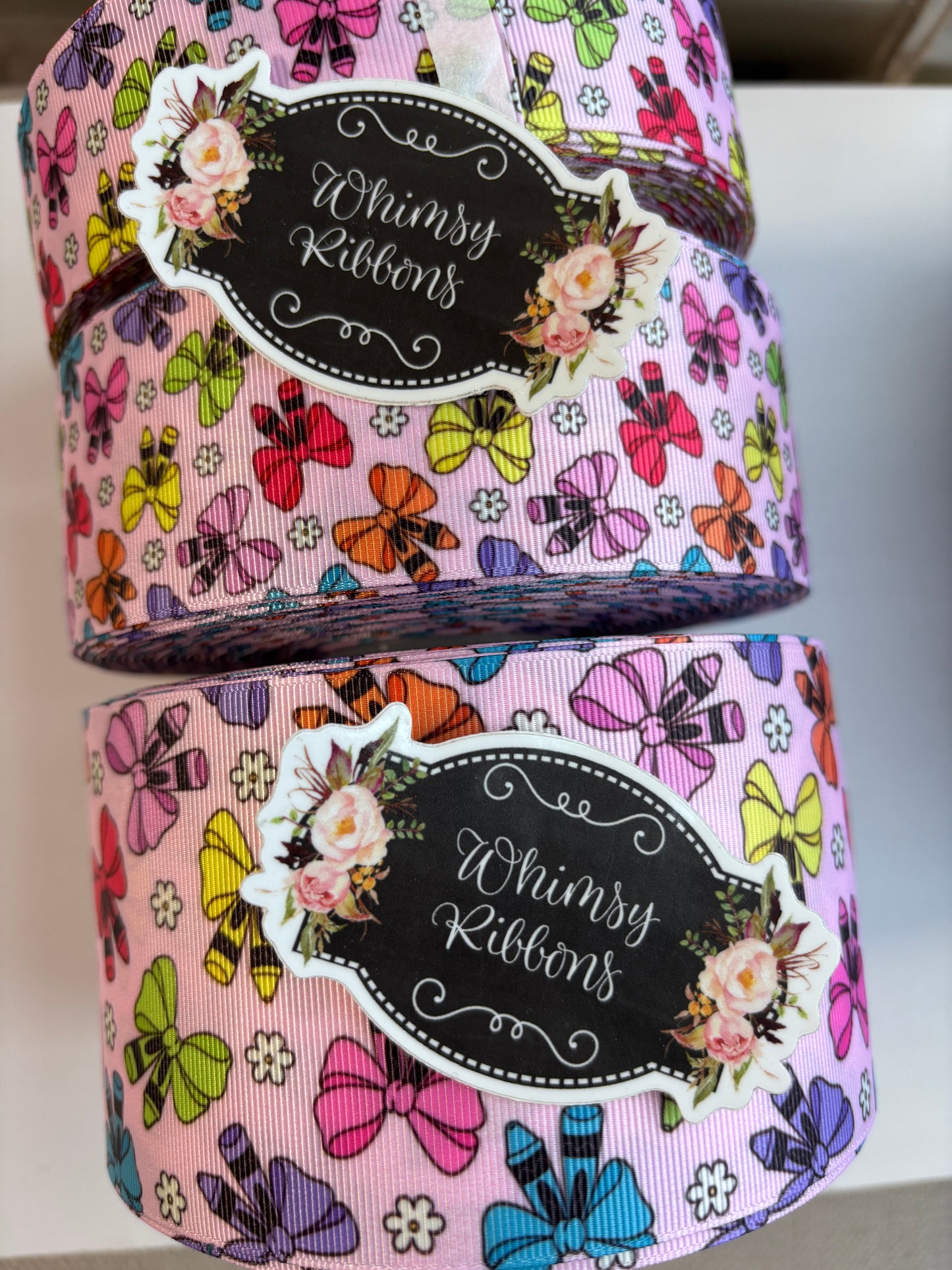 3 INCH CRAYON BOWS SCHOOL RIBBON -1 YARD
