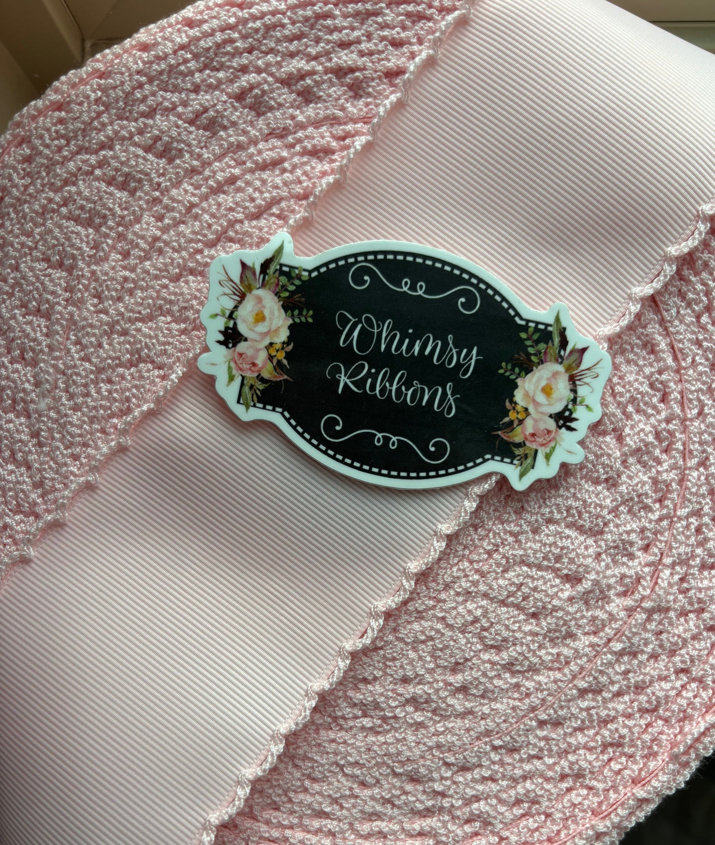 2.25 IN LIGHT PINK W LIGHT PINK MOONSTITCH ribbon - 1 yard cut