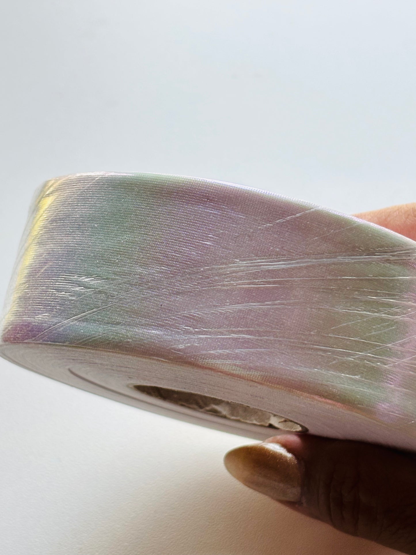 1.5 inch WHITE AB METALLIC ribbon BIAS 25 yards