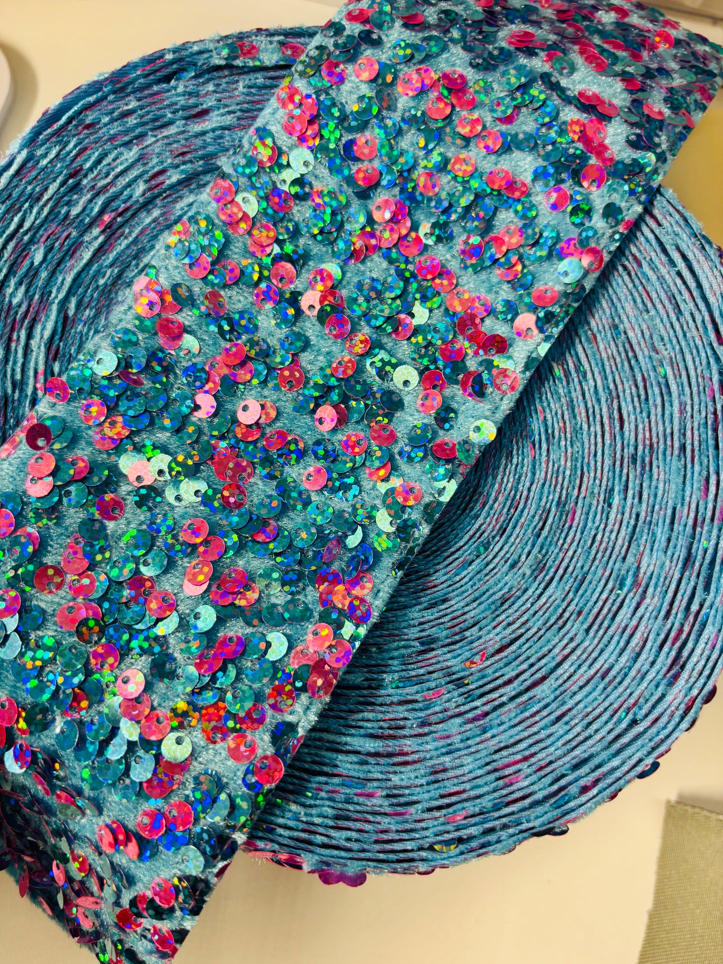 3 INCH BLUE W PINK SEQUIN 36 inches ***