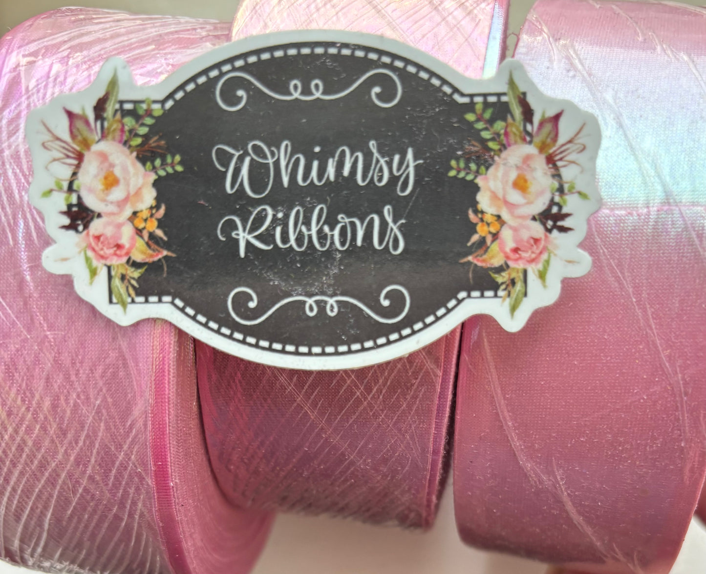 1.5 inch PINK AB METALLIC ribbon BIAS 25 yards