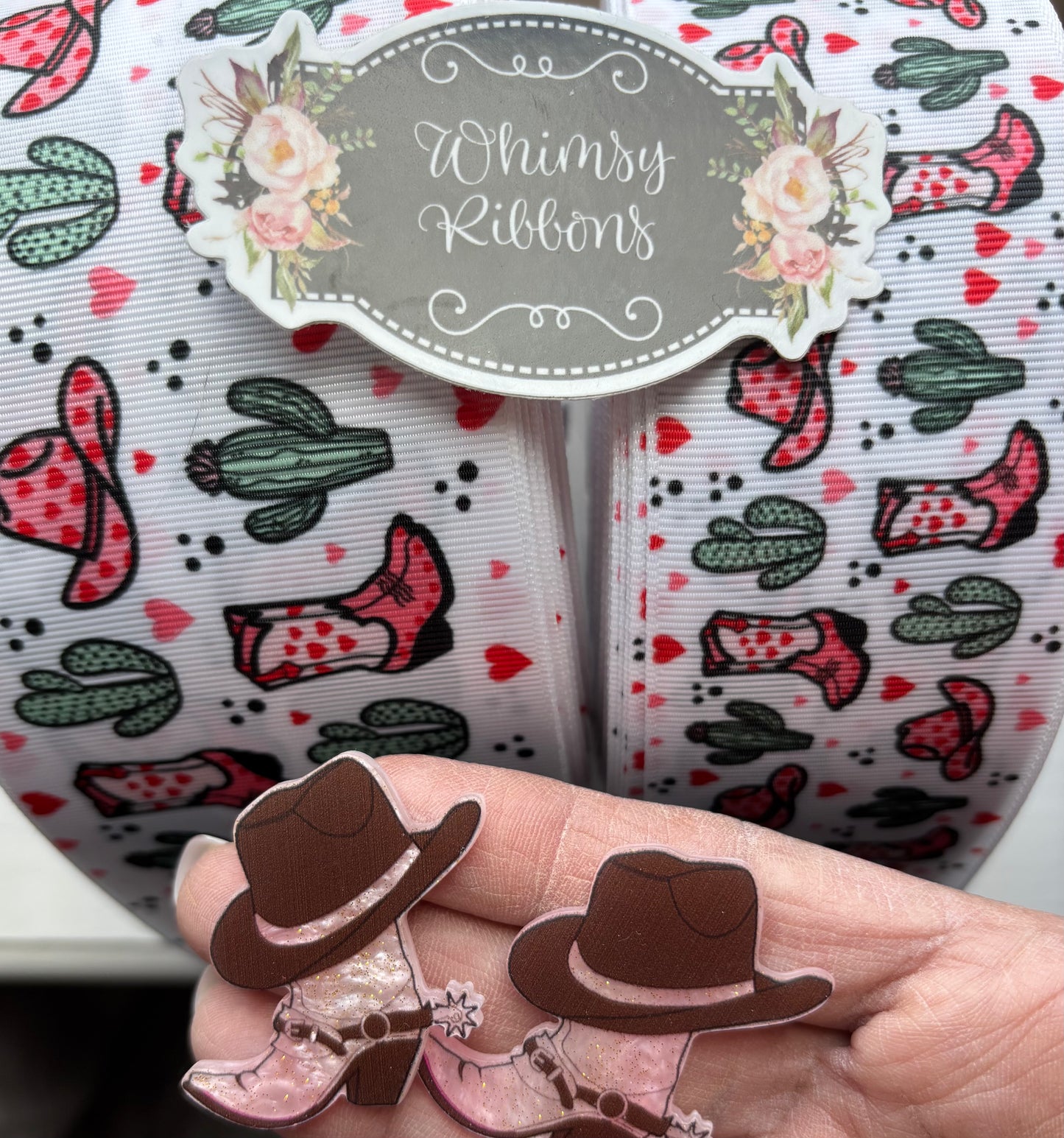 3 INCH - PINK BOOTS W CACTUS -1 YARD