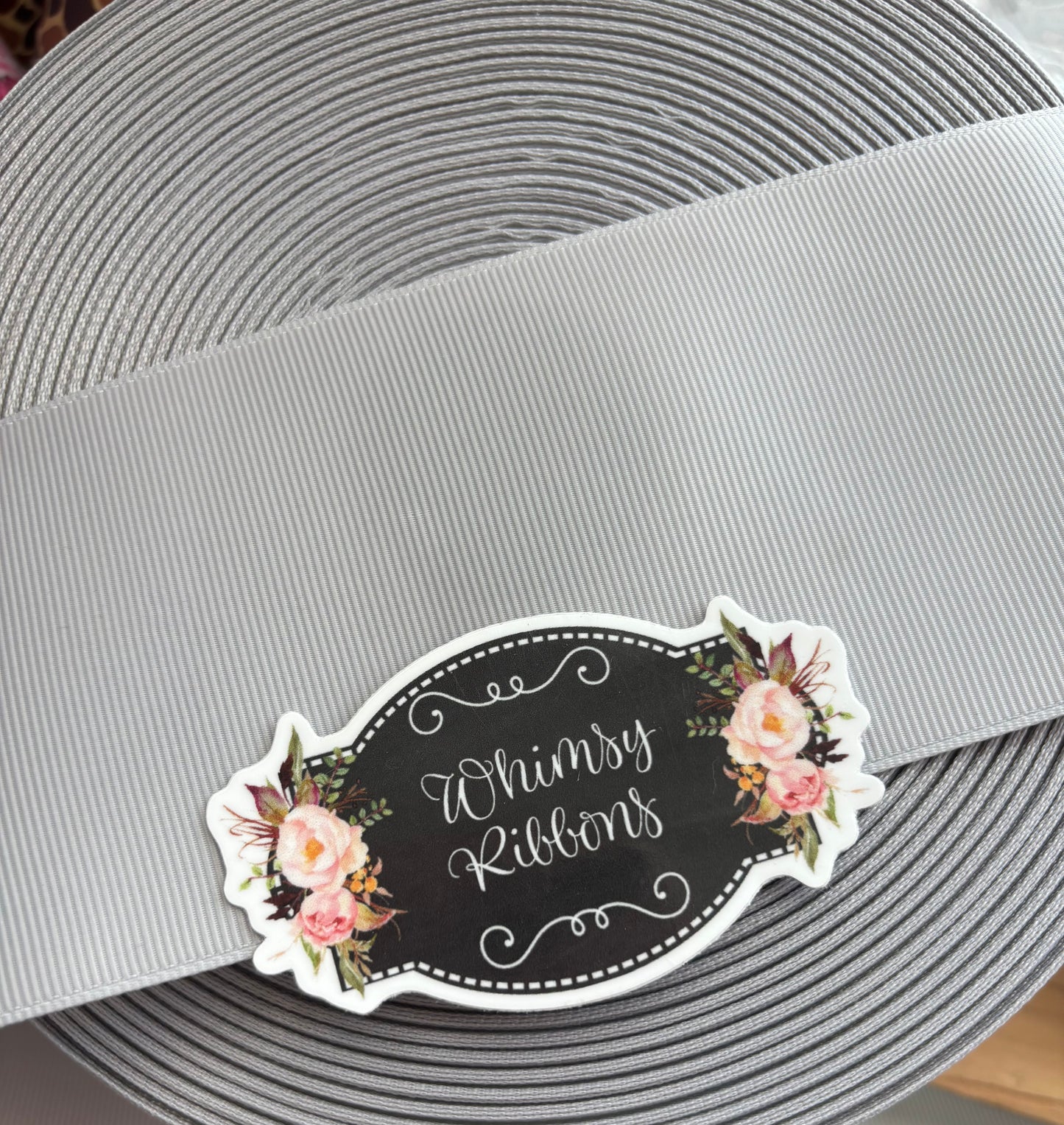 LIGHT SILVER solid 3 inch grosgrain ribbon - 5 yard roll