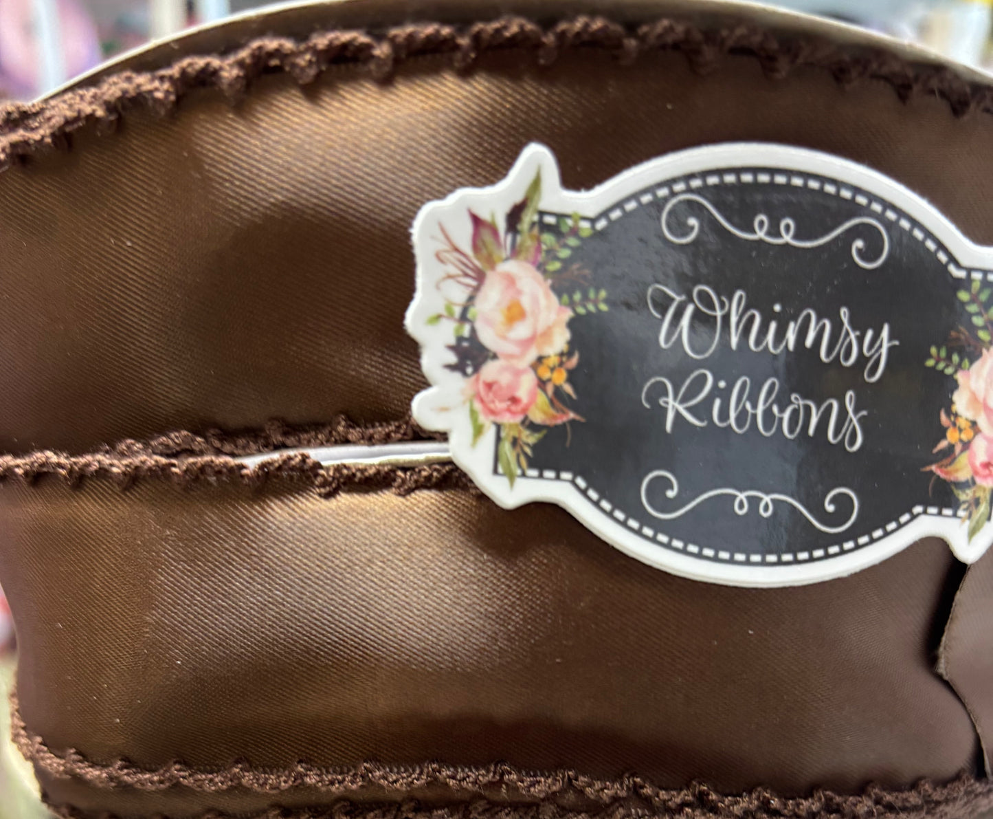 1.5 BROWN SATIN W BROWN STITCHING