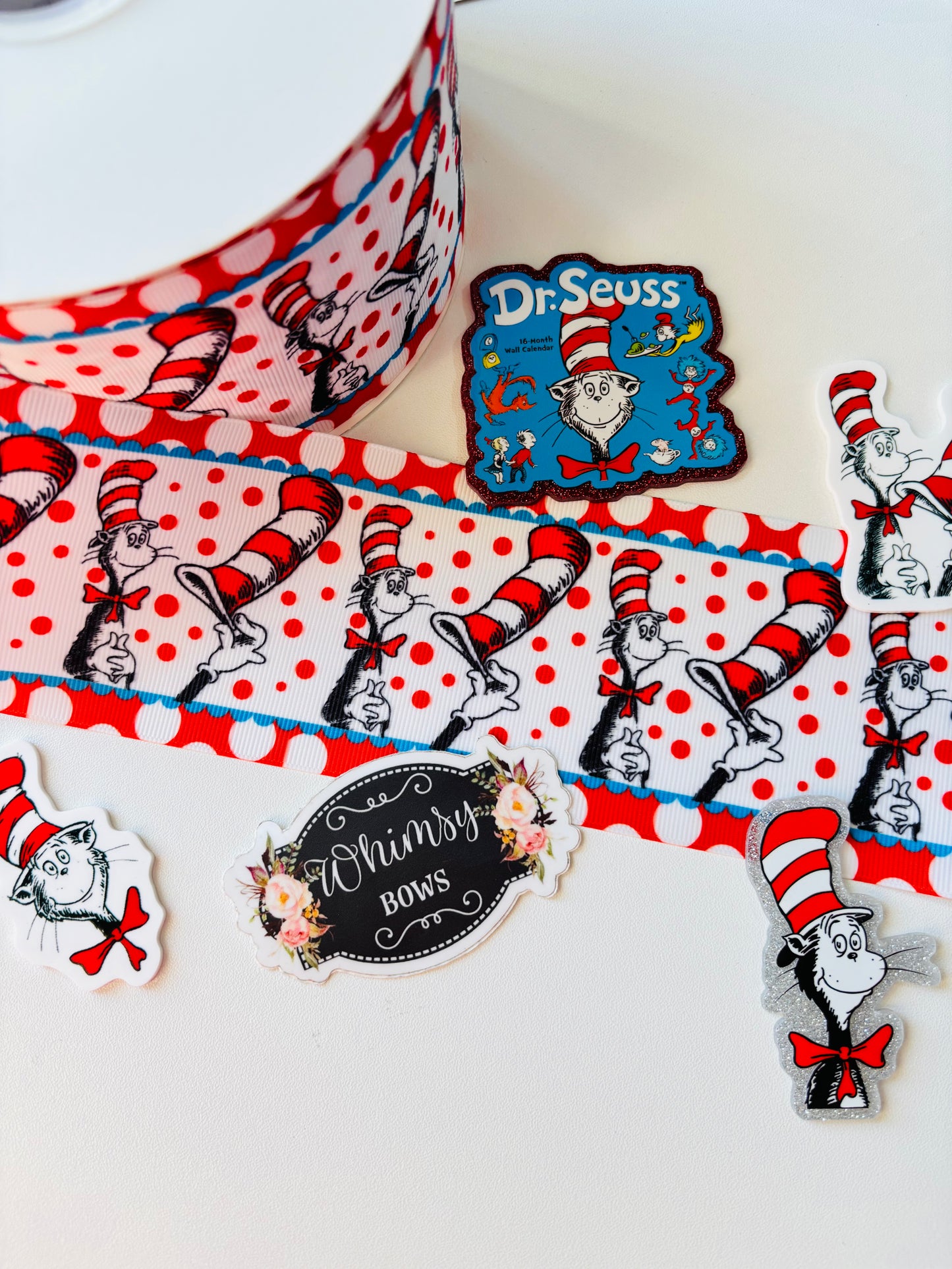 CAT HAT HOLDING HAT ~~ DR SEUSS 3INCH RIBBON