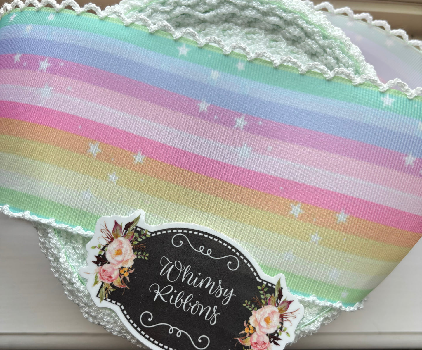 COLORS W STARS 3 INCH WITH WHITE MOONSTITCH -1 YARD