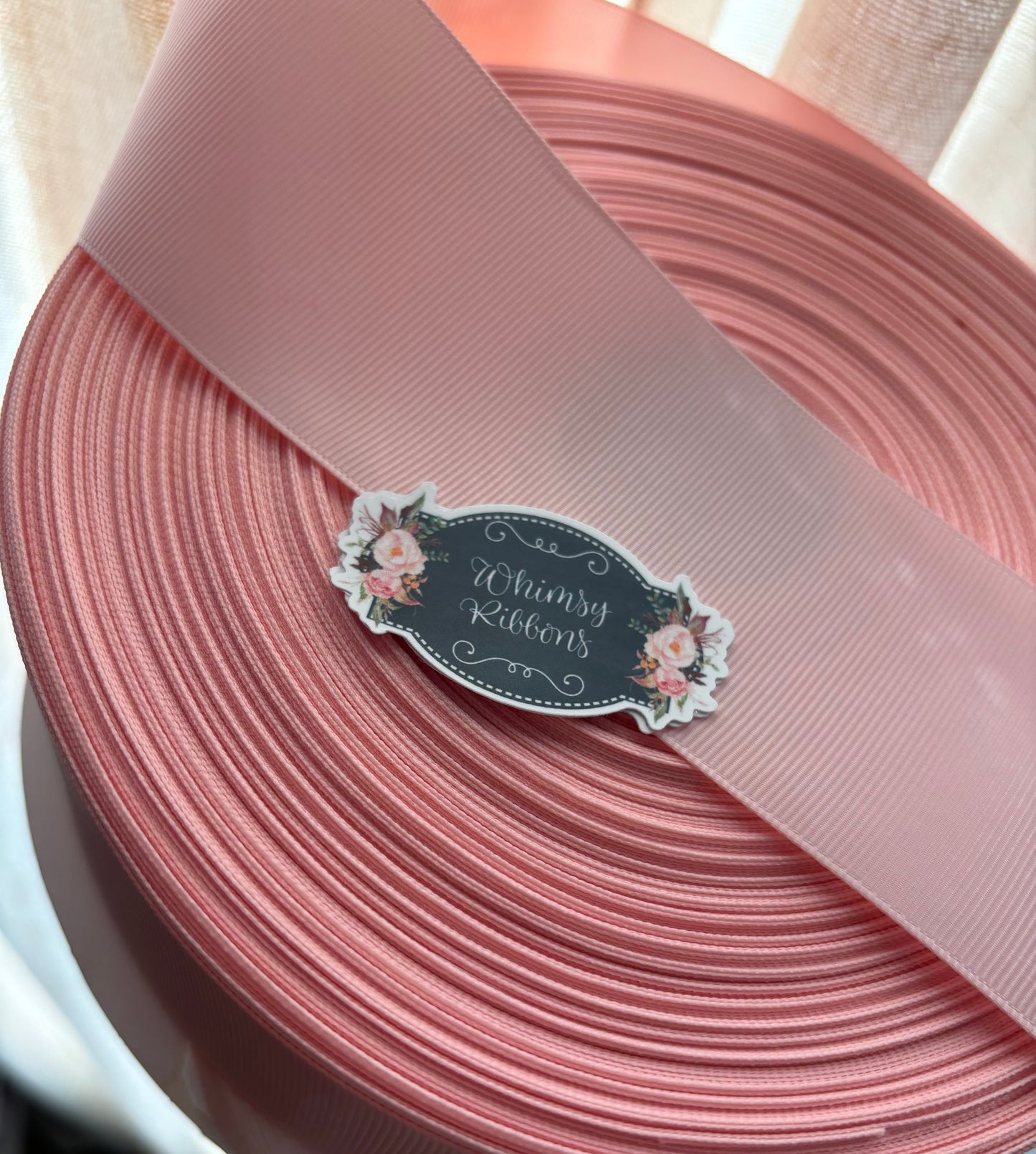 1.5 inch LIGHT PINK solid grosgrain 5 YARD ROLL $2